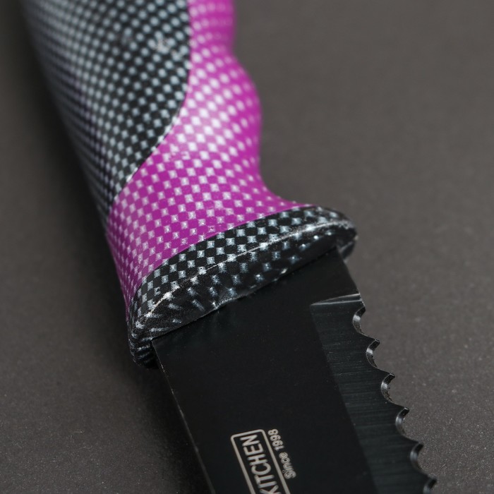 Набор кухонный "Каре", 5 ножей в подставке, лезвия 8/12,5/19,5/20/20 см, цвет фиолетовый