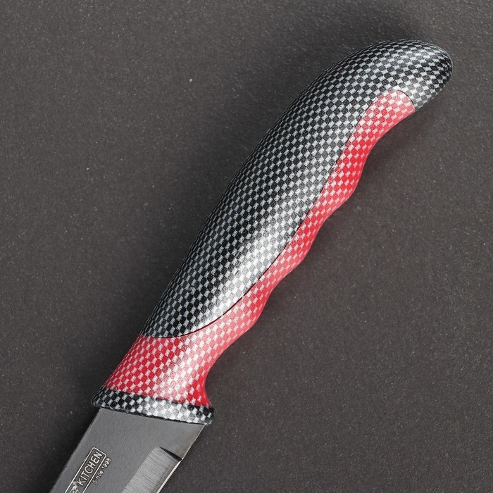 Набор кухонный "Каре", 3 предмета: 2 ножа лезвие 8,5/20 см, овощечистка, цвет красный