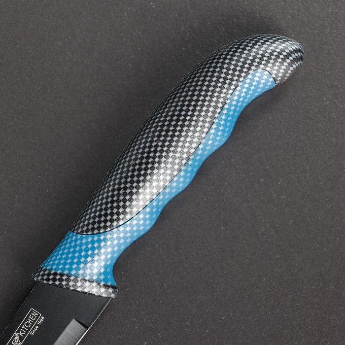 Набор кухонный "Каре", 3 предмета: 2 ножа лезвие 8,5/20 см, овощечистка, цвет синий