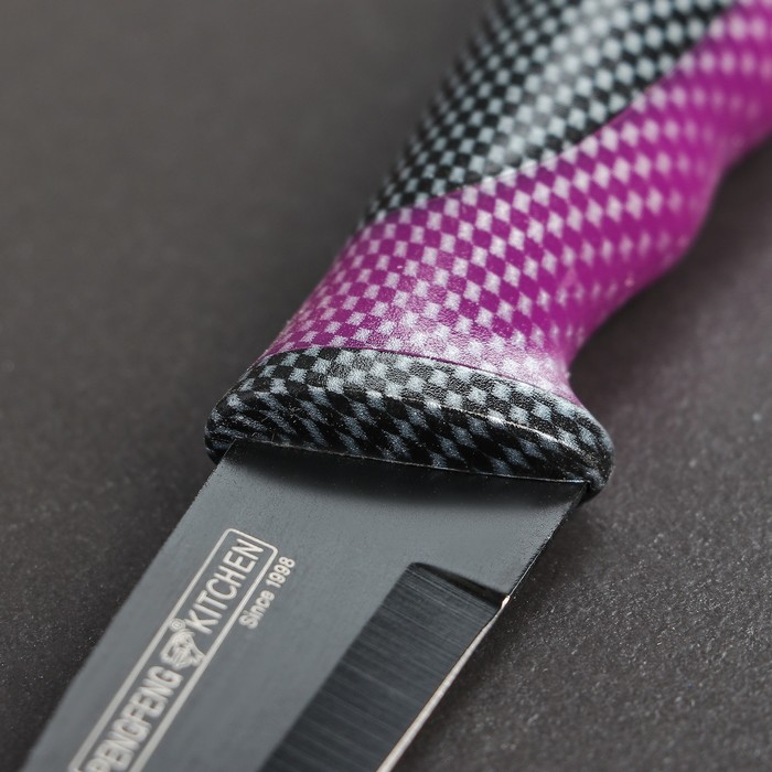 Набор кухонный "Каре", 3 предмета: 2 ножа лезвие 8,5/20 см, овощечистка, цвет фиолетовый