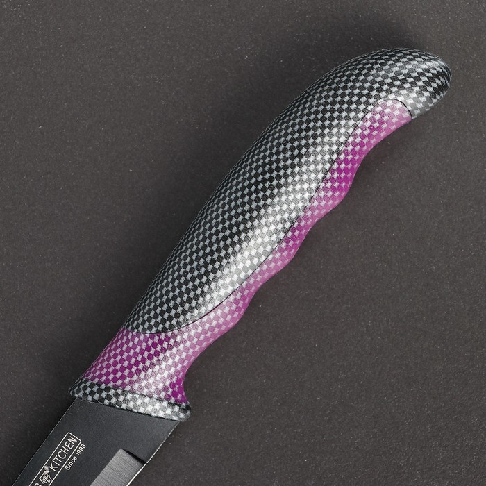 Набор кухонный "Каре", 3 предмета: 2 ножа лезвие 8,5/20 см, овощечистка, цвет фиолетовый