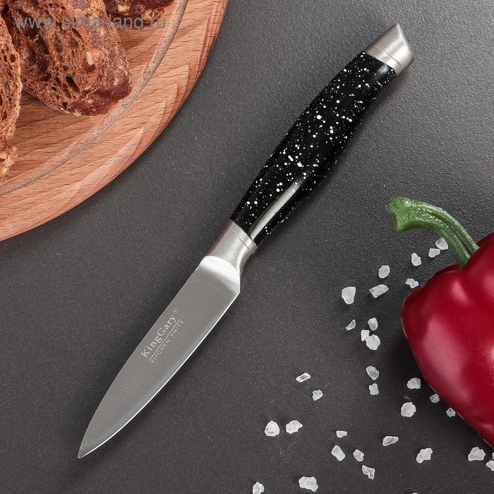 Нож для овощей кухонный Доляна Overlord, лезвие 8,5 см, цвет чёрный