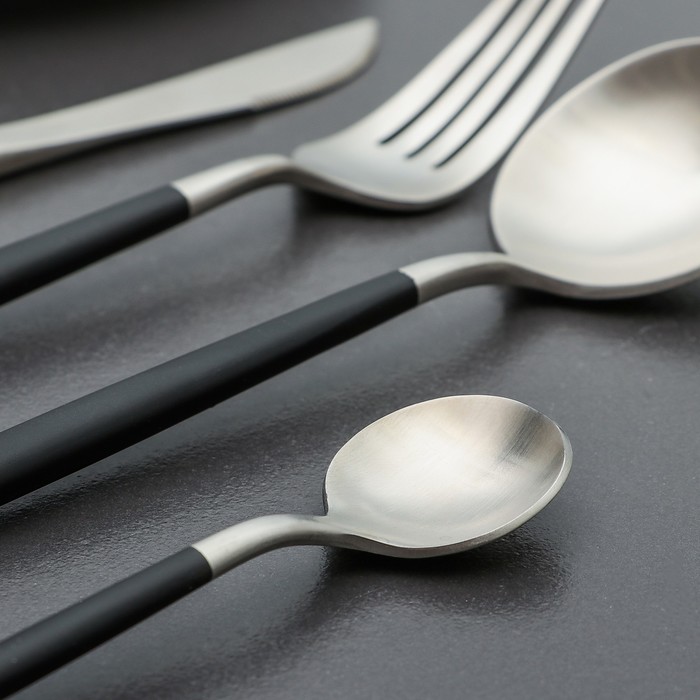 Набор столовых приборов "Оску. Блэк", 4 предмета, цвет серебряный