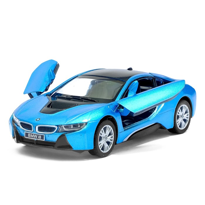 Машина металлическая BMW i8, масштаб 1:36, открываются двери, инерция, МИКС