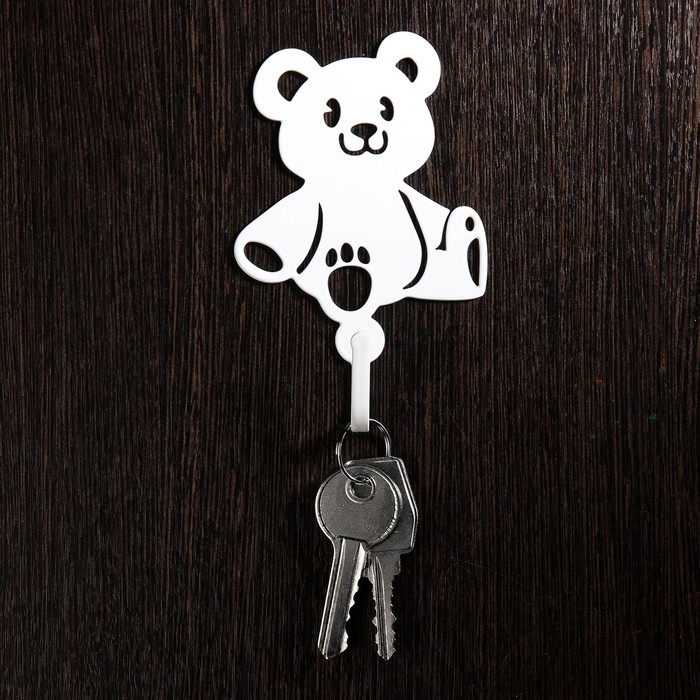 Крючок металлический "Медвежонок" мини, белый