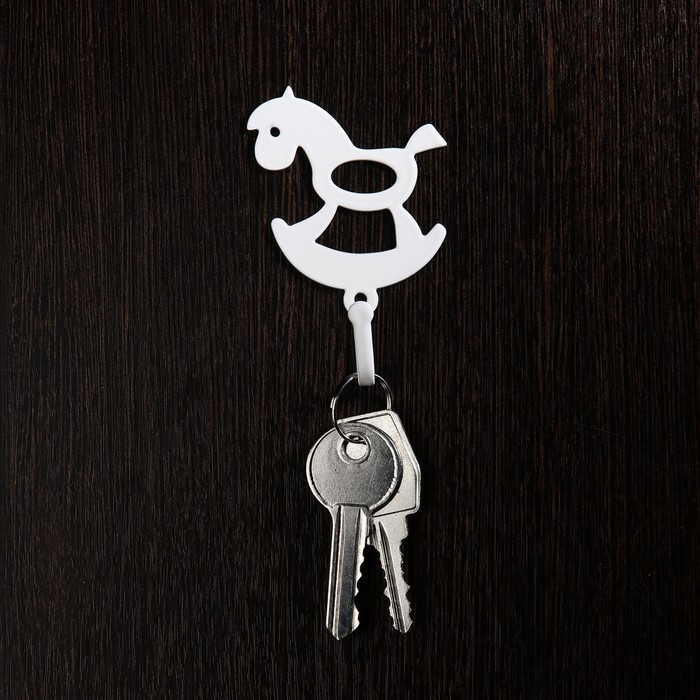 Крючок металлический "Лошадка" мини, белый