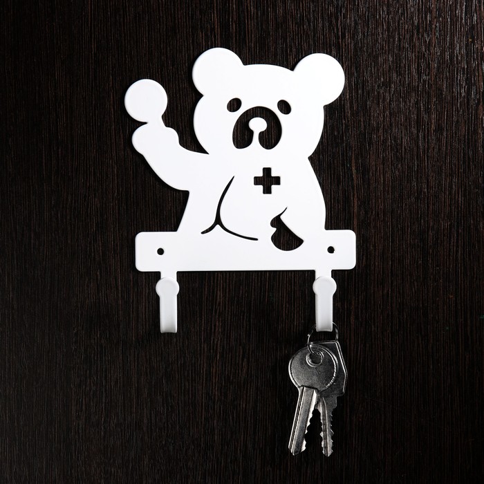 Крючки металлические "Мишка Доктор" белые