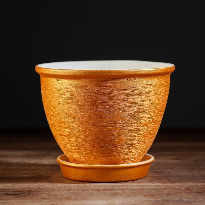 Набор кашпо "Премиум" цвет золотой 1,2,3 л УЦЕНКА