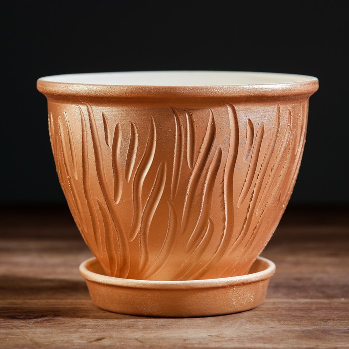 Набор кашпо "Премиум" цвет белое золото 1,2,3 л УЦЕНКА