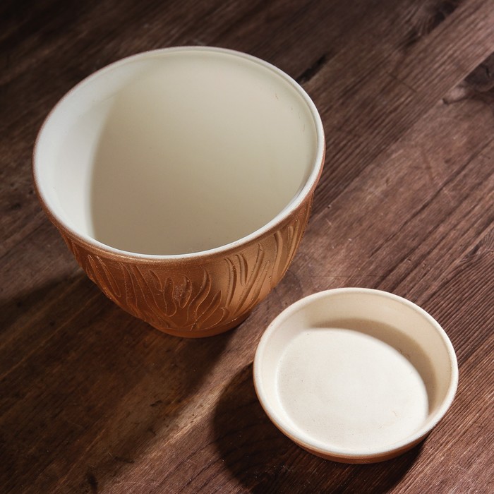 Набор кашпо "Премиум" цвет белое золото 1,2,3 л УЦЕНКА