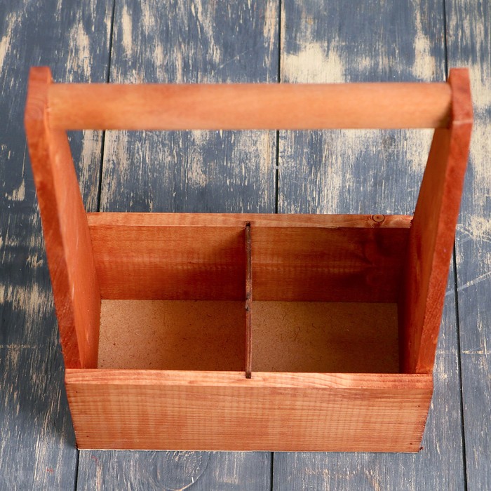 Переноска для 2 бутылок с деревянной ручкой, 21х11,5х30,5 см, мокко