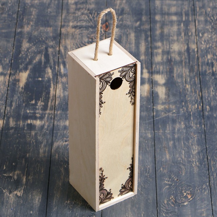 Переноска для бутылки "Кружево" с верёвочной ручкой, 11х35х11см