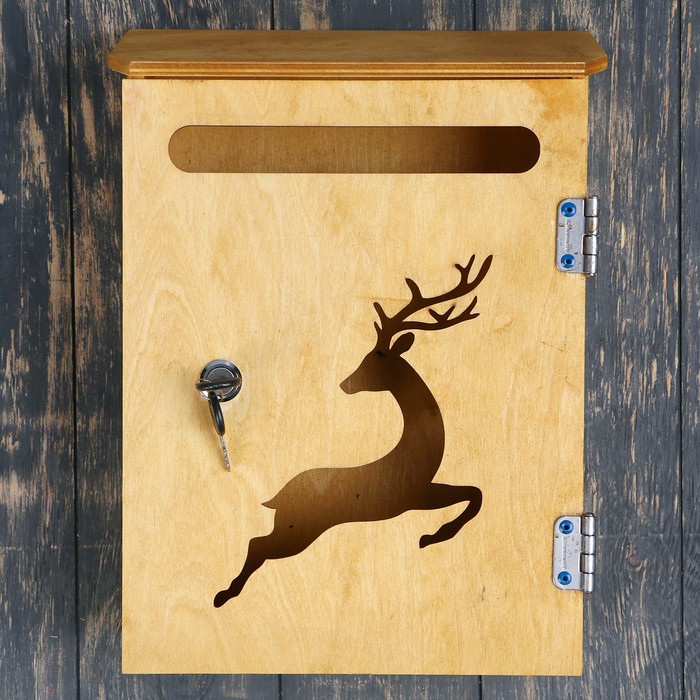 Почтовый ящик "Олень" орех, с замком, открывается на себя