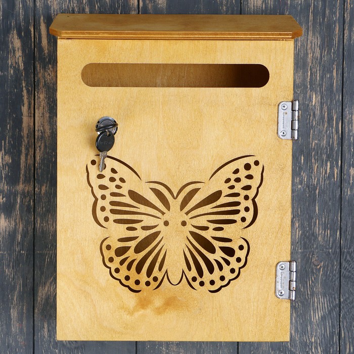 Почтовый ящик "Бабочка" орех, с замком, открывается на себя