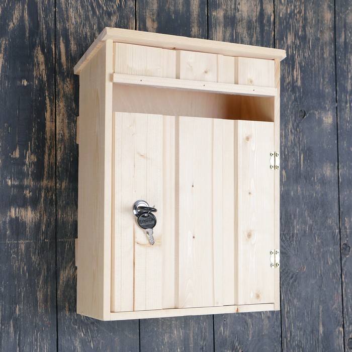 Почтовый ящик "Под дерево" натуральный, с замком, открывается на себя