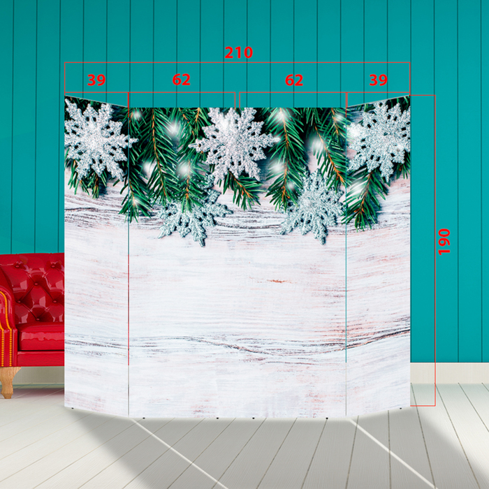 Ширма - Фотозона "Серебристые снежинки" 210×190см