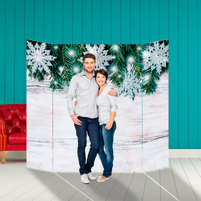 Ширма - Фотозона "Серебристые снежинки" 210×190см