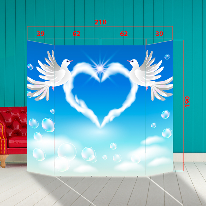 Ширма - Фотозона "Голуби с сердцем" 210×190см
