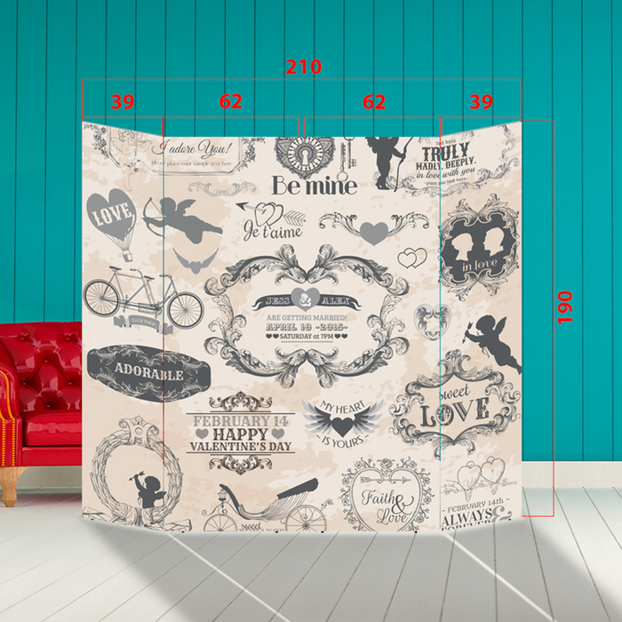 Ширма - Фотозона "День всех влюблённых" 210×190см