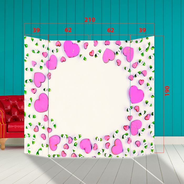Ширма - Фотозона "Розовые сердечки" 210×190см