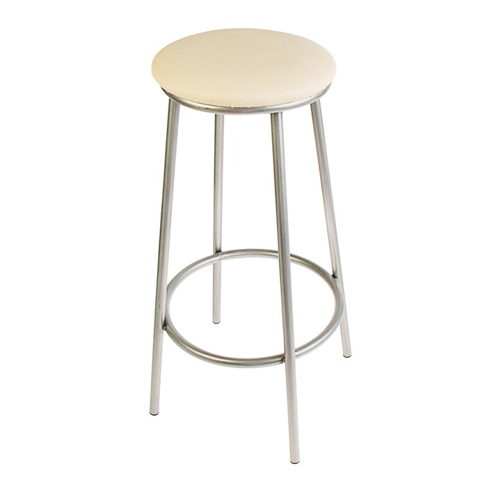 Табурет барный "Высокий" серебристый металлик/молочная рептилия