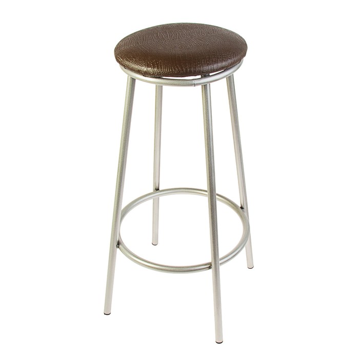 Табурет барный "Высокий" серебристый металлик/шоколадная рептилия
