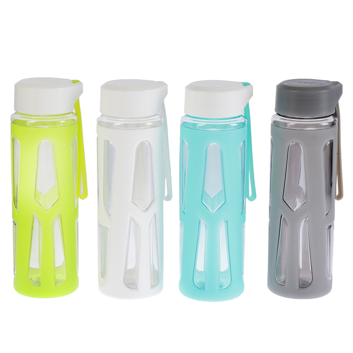 Бутылка для воды 550 мл «Отпечатки», на шнурке, в пластиковом чехле, микс, 6х7х21 см