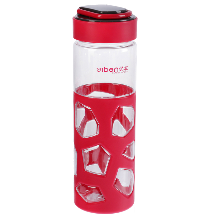 Бутылка для воды 550 мл «Пятнышки», на карабине, в пластиковом чехле, микс, 6х6х21 см