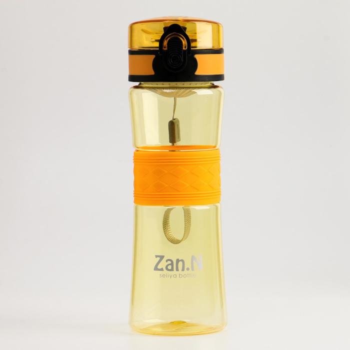 Бутылка для воды 550 мл Zan, на шнурке, резиновая вставка, микс, 7х7х22 см