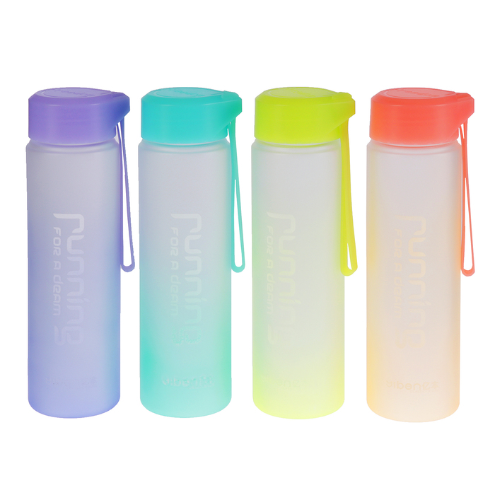 Бутылка для воды 550 мл Running for a dream, на резиновом шнурке, микс, 6х7х21 см