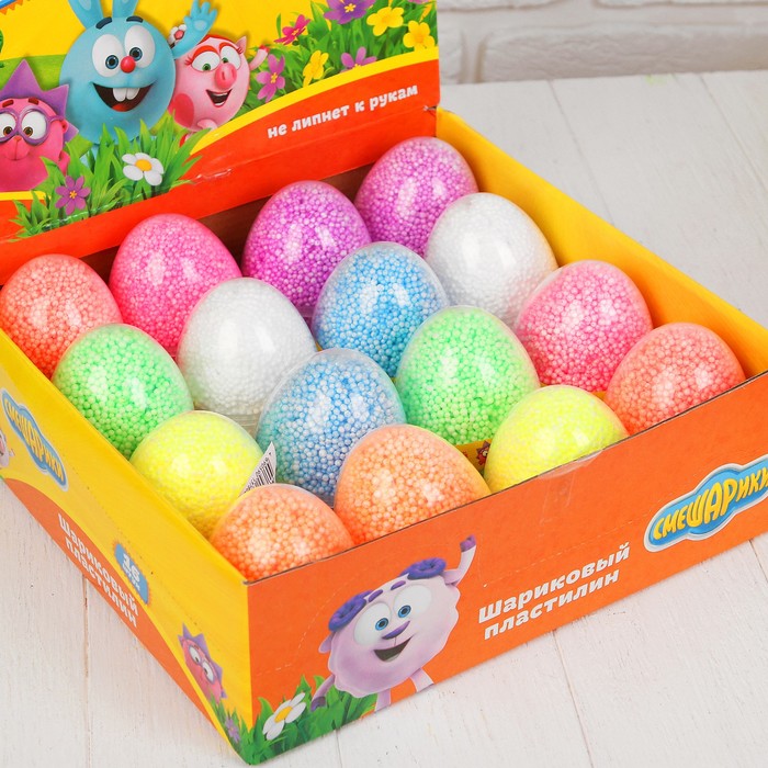 Шариковый пластилин "Смешарики" незастывающий в яйце, МИКС