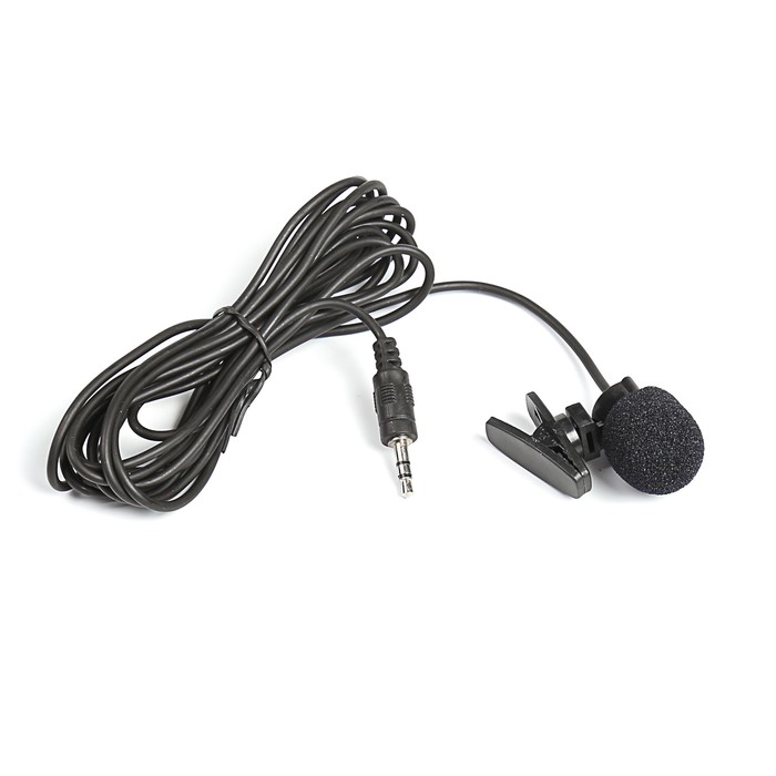 Микрофон на прищепке, проводной, 1 метр, чёрный.