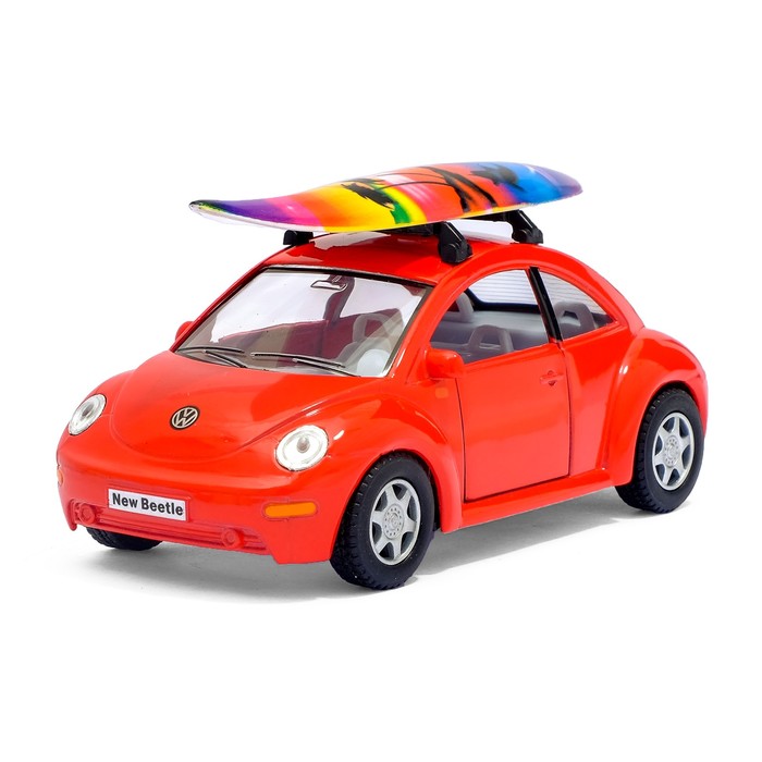 Машина металлическая VW New Beetle, масштаб 1:32, открываются двери, инерция, МИКС