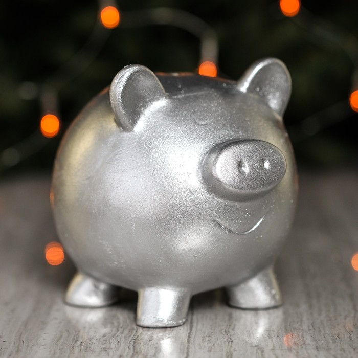 Копилка "Пятак" 15х12см, СЕРЕБРО