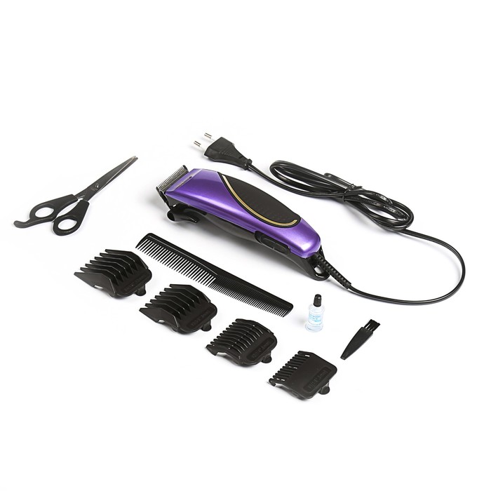 Машинка для стрижки HOME ELEMENT HE-CL1004, 12 Вт, 4 насадки, сталь, синий топаз