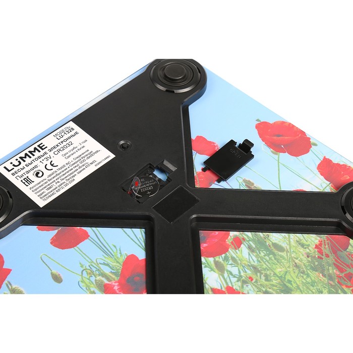 Весы напольные LUMME LU-1328, электронные, до 180 кг, "красные маки"