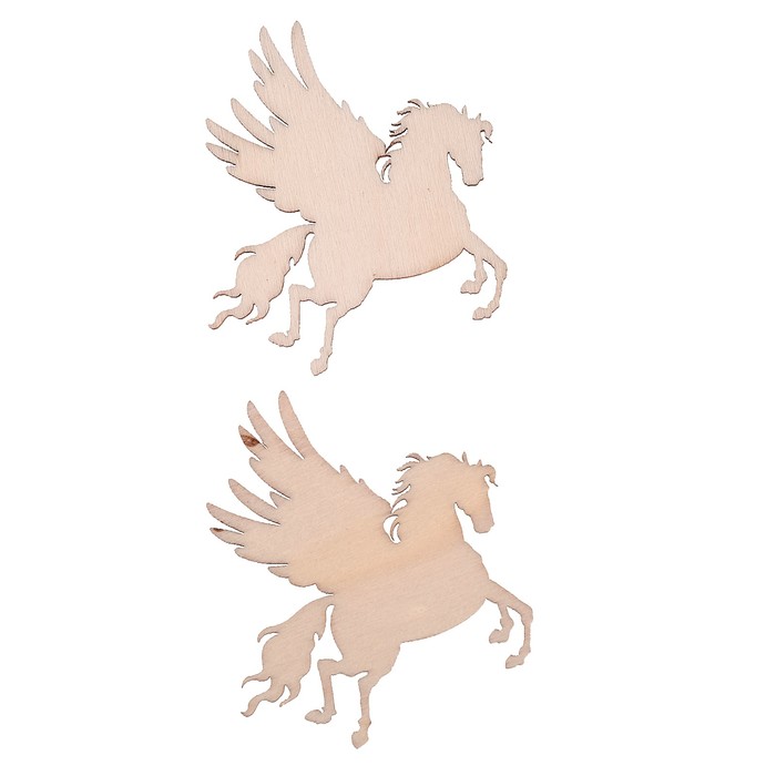 Вырубки из дерева для скрапбукинга "Пегас" лазерные, набор 2 шт, 7см