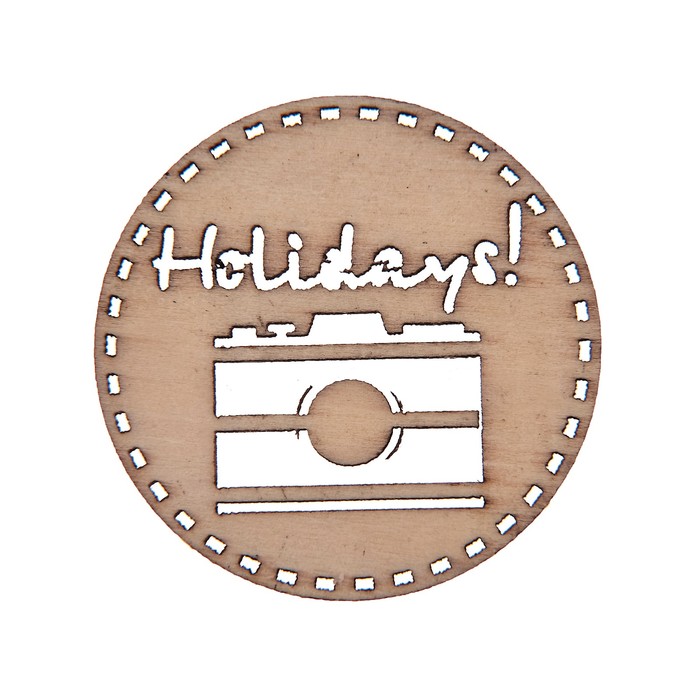 Вырубки из дерева для скрапбукинга "Фотокамера Holidays" лазерные, набор 2 шт, d=4,5см