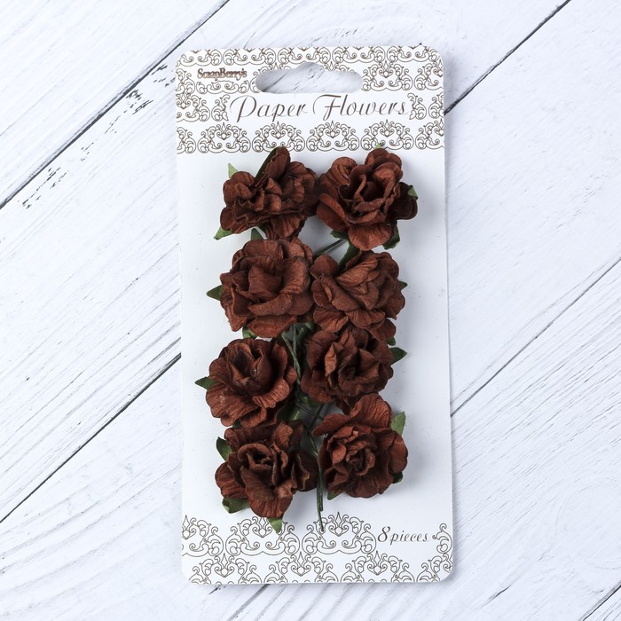 Цветы гвоздики бумажные "Темно-коричневые" набор 8 шт