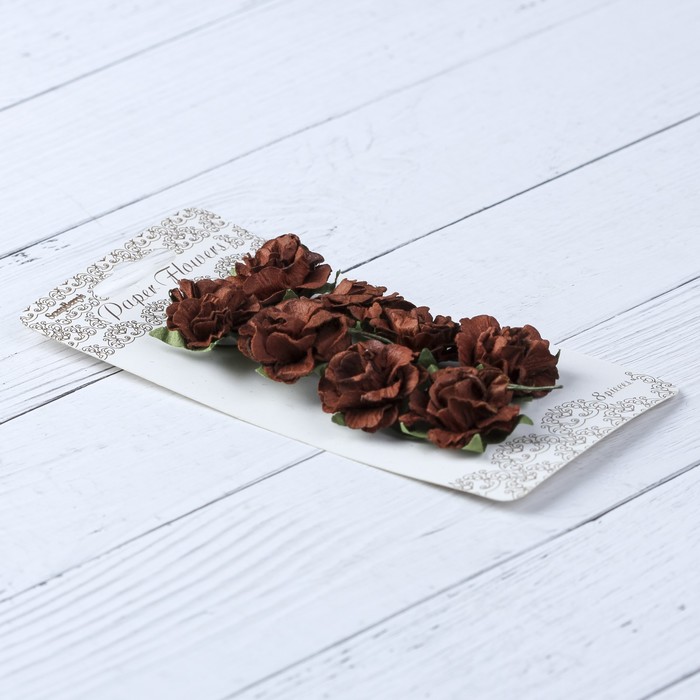 Цветы гвоздики бумажные "Темно-коричневые" набор 8 шт