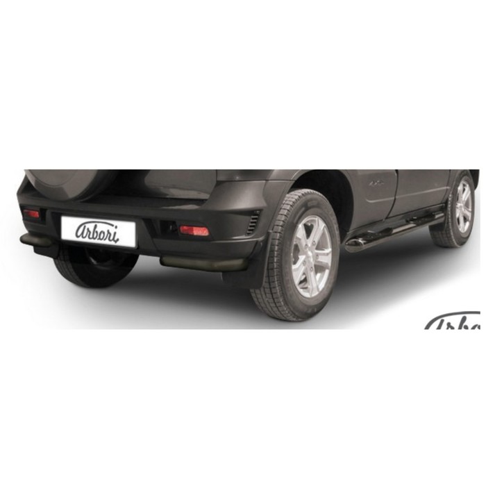 Защита заднего бампера "уголки" Arbori d57, CHEVROLET NIVA 2010-2016, черн.