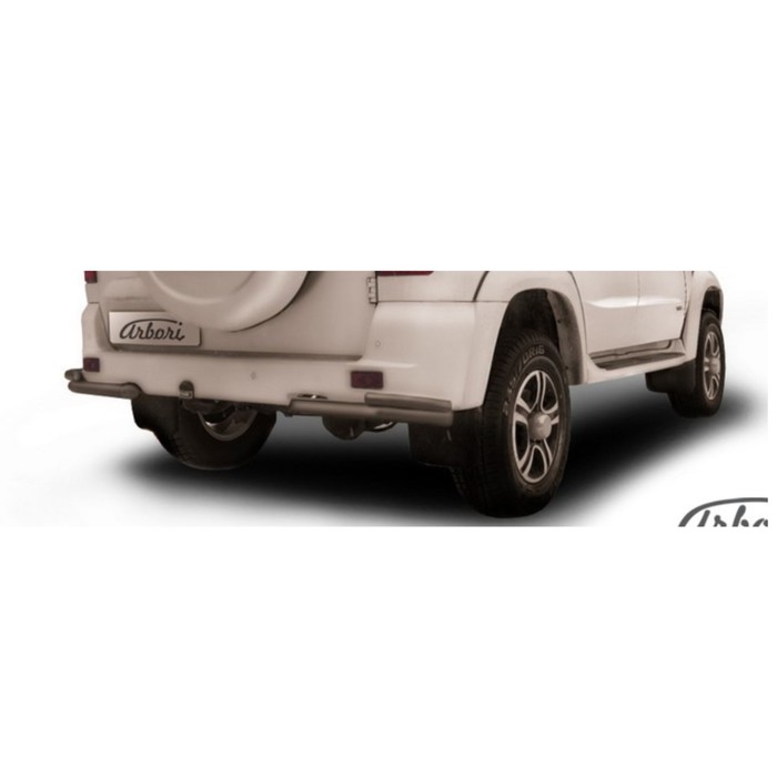 Защита заднего бампера "уголки" Arbori d57+d42 двойные черные UAZ PATRIOT 2014-