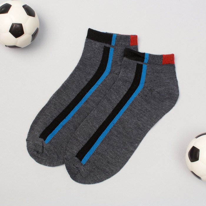 Носки низкие для мальчика Collorista "Полоски", размер 17 (6-8 лет), вид 1, цвет серый