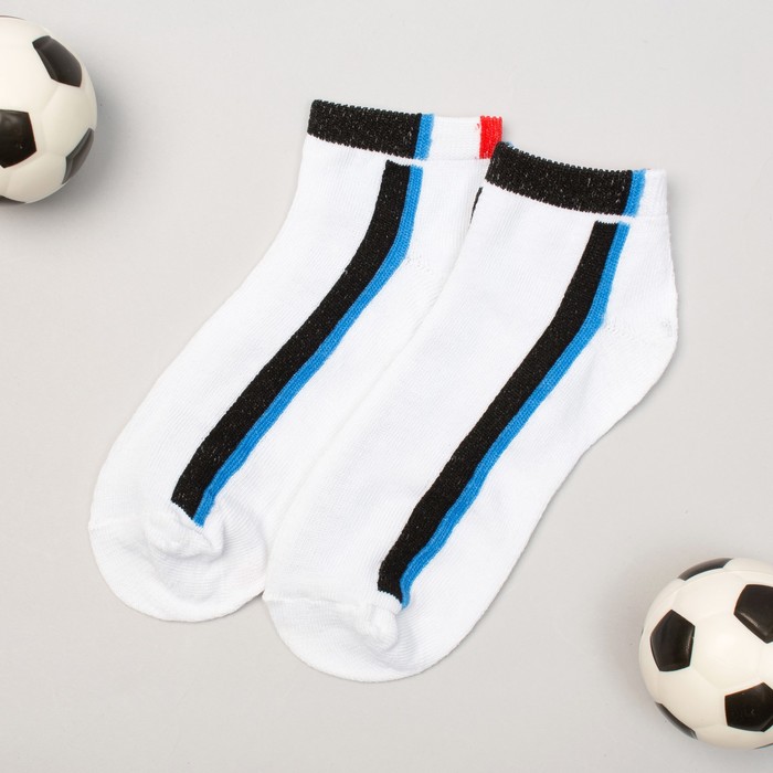 Носки низкие для мальчика Collorista "Полоски", размер 17 (6-8 лет), вид 1, цвет белый