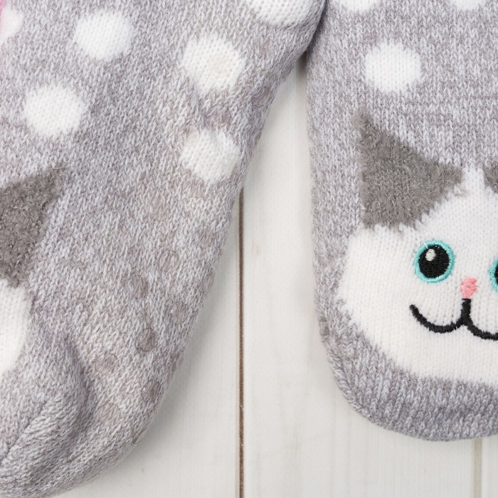 Носки высокие "Игривая кошечка", цвет серый