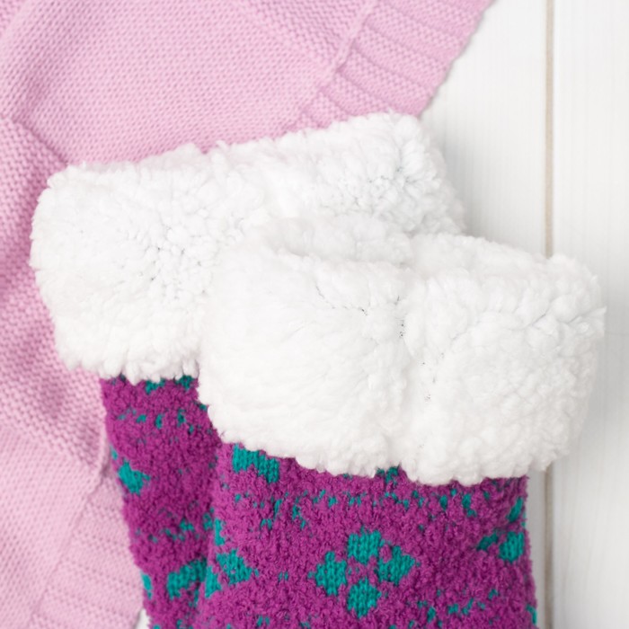 Носки высокие "Снежинки", цвет фиолетовый