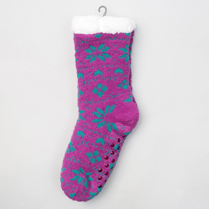 Носки высокие "Снежинки", цвет фиолетовый