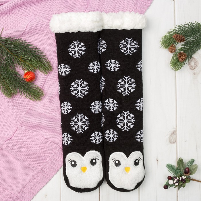 Носки высокие "Пингвинчик", цвет чёрный