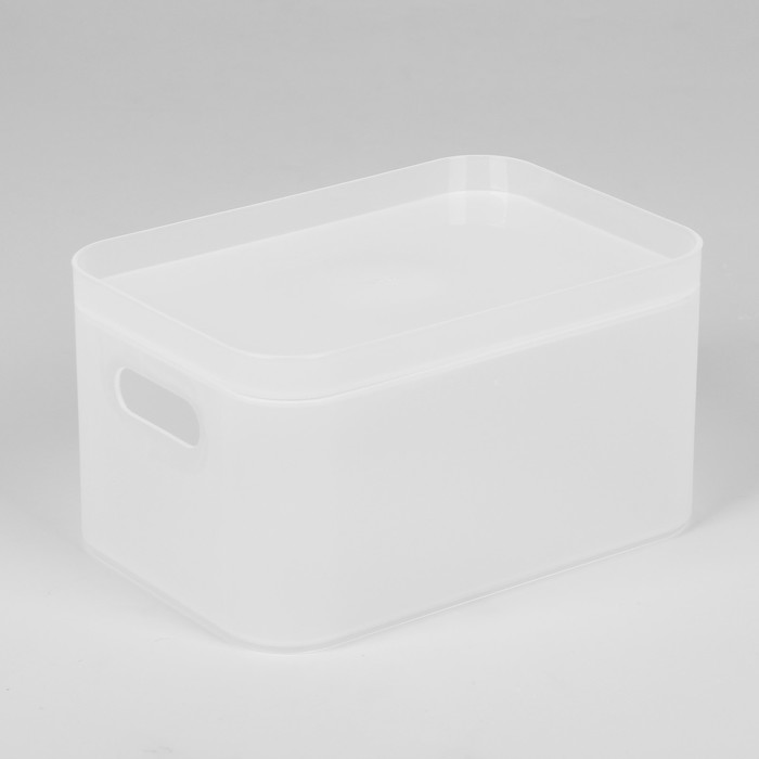 Органайзер для хранения косметических принадлежностей, с крышкой и ручками, цвет матовый белый