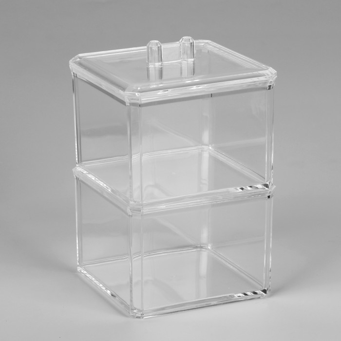 Органайзер для хранения косметических принадлежностей, с крышкой, 2 съёмные секции, цвет прозрачный
